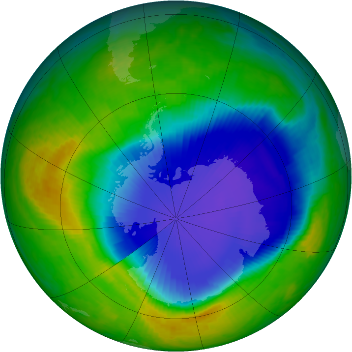Antarctic ozone map for 06 November 1999